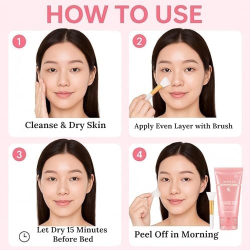 Liftouch Korean Collagen Night Wrapping Mask - Overnight Peel Off Facial Mask for Face - Hydrating Sleeping Mask Skincare - Anti-Aging Glass Skin Elasticity Treatment for Women - görsel 10