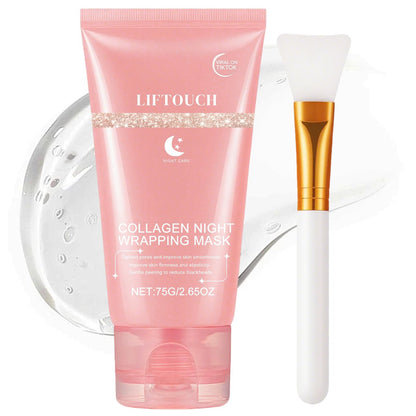 Liftouch Korean Collagen Night Wrapping Mask - Overnight Peel Off Facial Mask for Face - Hydrating Sleeping Mask Skincare - Anti-Aging Glass Skin Elasticity Treatment for Women