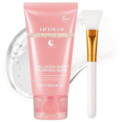Liftouch Korean Collagen Night Wrapping Mask - Overnight Peel Off Facial Mask for Face - Hydrating Sleeping Mask Skincare - Anti-Aging Glass Skin Elasticity Treatment for Women