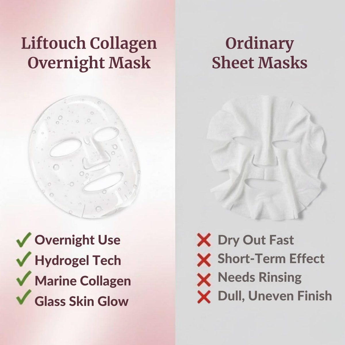 Liftouch Korean Overnight Collagen Face Mask (4 PACKS) - Hydrating Deep Collagen Mask for Women - Anti-Aging Bio-Collagen Real Deep Mask - Glass Skin Facial Treatment - görsel 11
