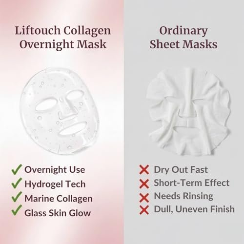 Liftouch Korean Overnight Collagen Face Mask (4 PACKS) - Hydrating Deep Collagen Mask for Women - Anti-Aging Bio-Collagen Real Deep Mask - Glass Skin Facial Treatment - görsel 12