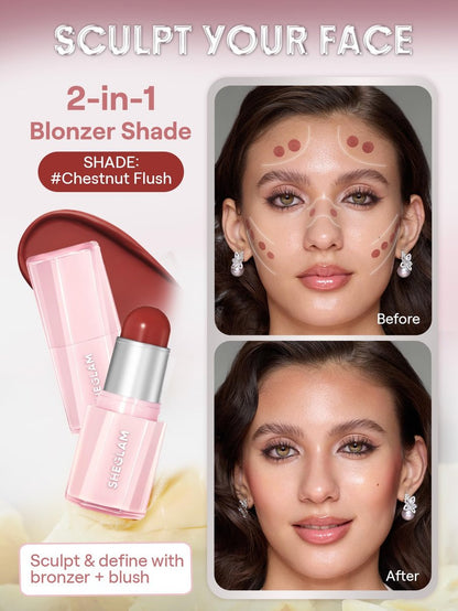 SHEGLAM Buttery Bliss Blush Stick Cream Blush for Cheek - Chestnut Flush