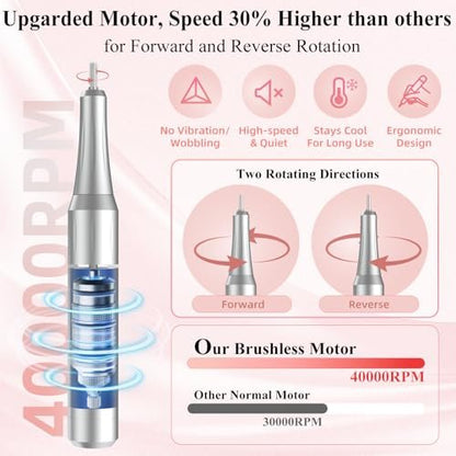 3-in-1 Nail Dust Collector, Electric Nail Drill & UV LED Nail Lamp – 5 Suction Modes, Stepless Speed, Cordless 8000mAh, for Home & Salon