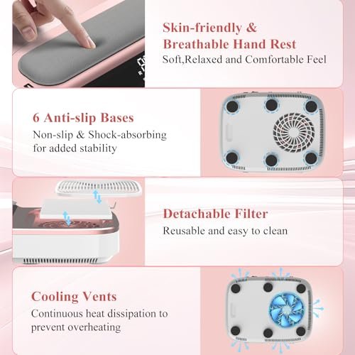 3-in-1 Nail Dust Collector, Electric Nail Drill & UV LED Nail Lamp – 5 Suction Modes, Stepless Speed, Cordless 8000mAh, for Home & Salon - görsel 14