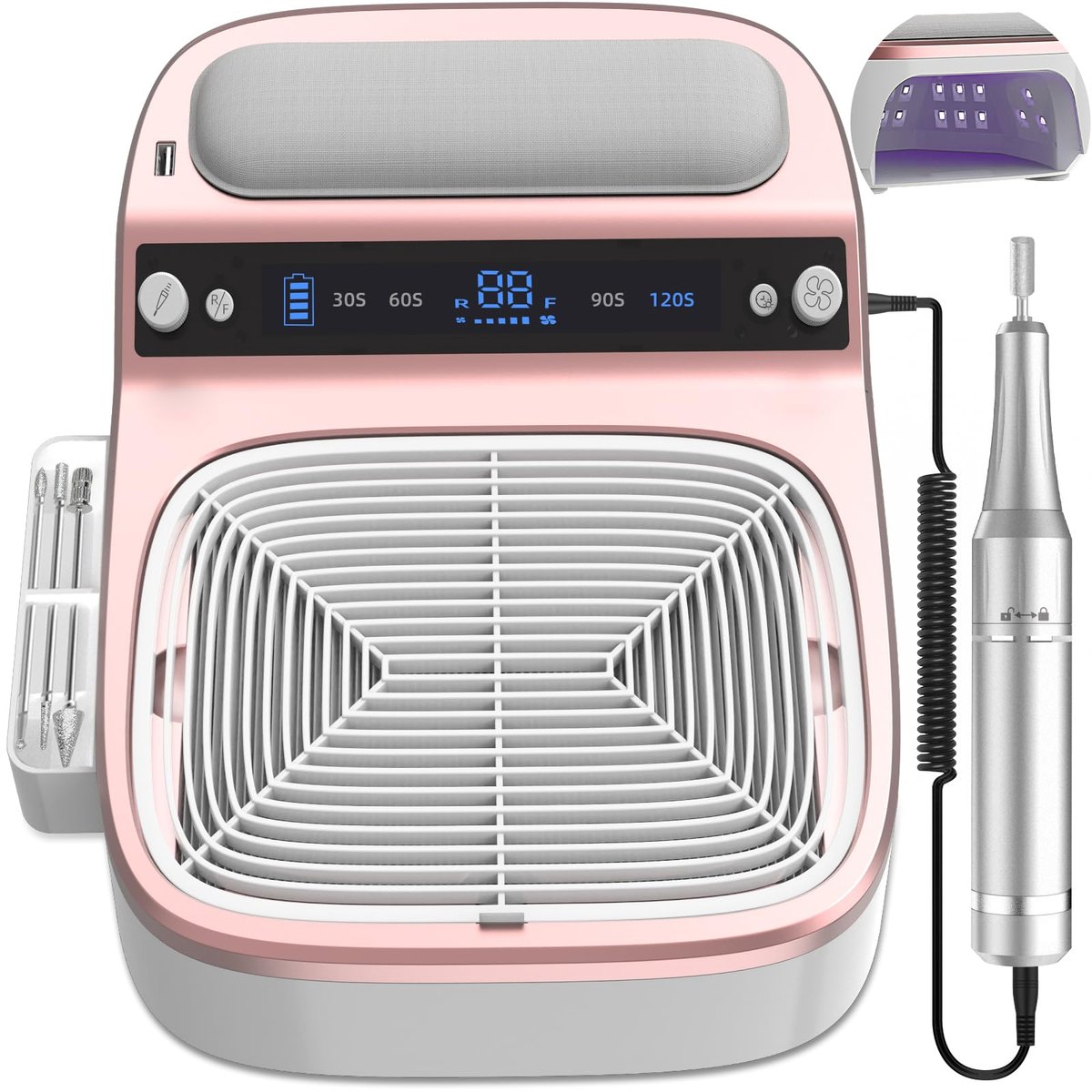 3-in-1 Nail Dust Collector, Electric Nail Drill & UV LED Nail Lamp – 5 Suction Modes, Stepless Speed, Cordless 8000mAh, for Home & Salon - görsel 1