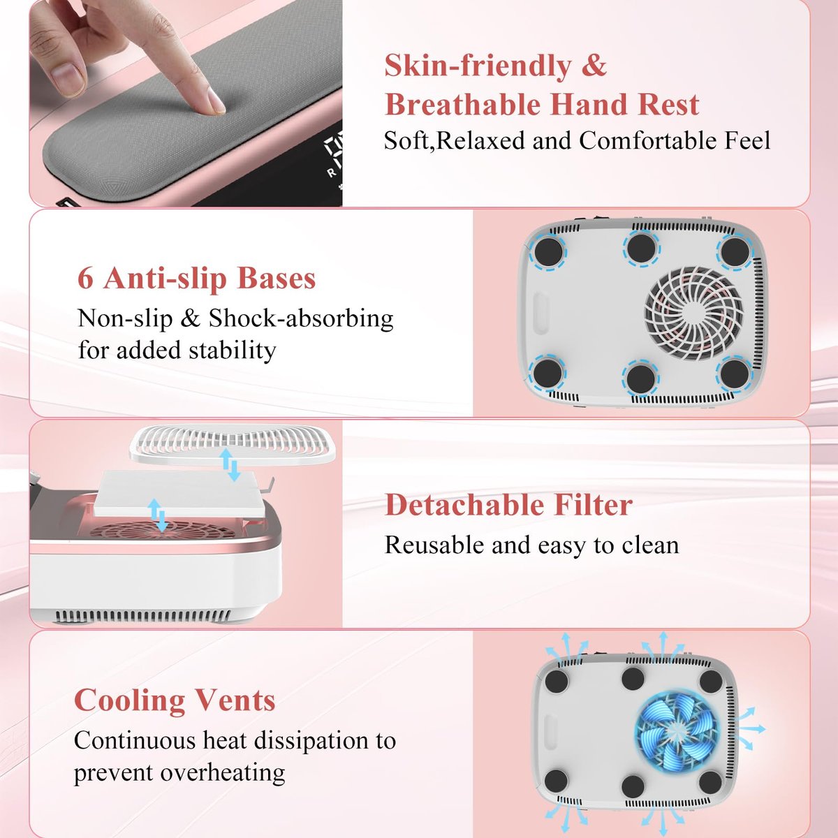 3-in-1 Nail Dust Collector, Electric Nail Drill & UV LED Nail Lamp – 5 Suction Modes, Stepless Speed, Cordless 8000mAh, for Home & Salon - görsel 13