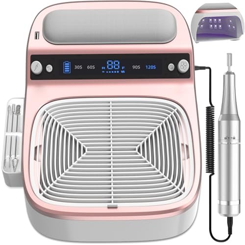 3-in-1 Nail Dust Collector, Electric Nail Drill & UV LED Nail Lamp – 5 Suction Modes, Stepless Speed, Cordless 8000mAh, for Home & Salon - görsel 2