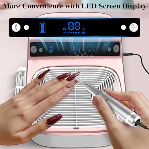3-in-1 Nail Dust Collector, Electric Nail Drill & UV LED Nail Lamp – 5 Suction Modes, Stepless Speed, Cordless 8000mAh, for Home & Salon - görsel 10