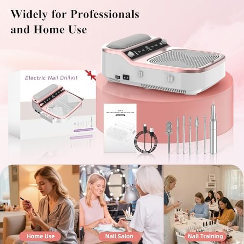 3-in-1 Nail Dust Collector, Electric Nail Drill & UV LED Nail Lamp – 5 Suction Modes, Stepless Speed, Cordless 8000mAh, for Home & Salon - görsel 12