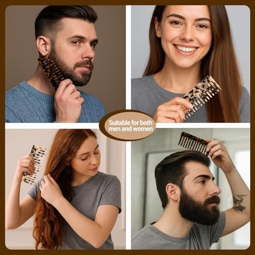 Large Hair Wide Tooth Combs, 2 Pack Cellulose Acetate Detangling Combs for Women Thick Curly Wavy Wet Dry Hair (Tortoise Shell, Ivory) - görsel 11