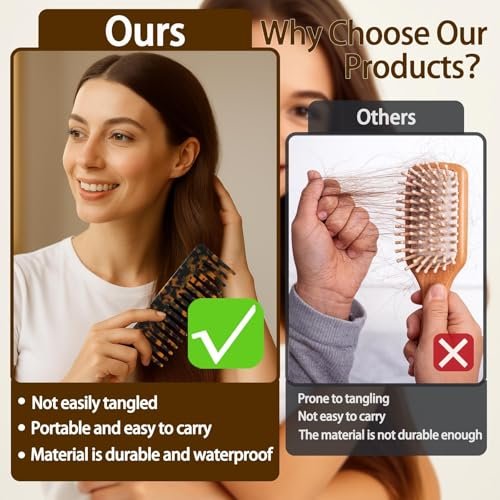 Large Hair Wide Tooth Combs, 2 Pack Cellulose Acetate Detangling Combs for Women Thick Curly Wavy Wet Dry Hair (Tortoise Shell, Ivory) - görsel 5