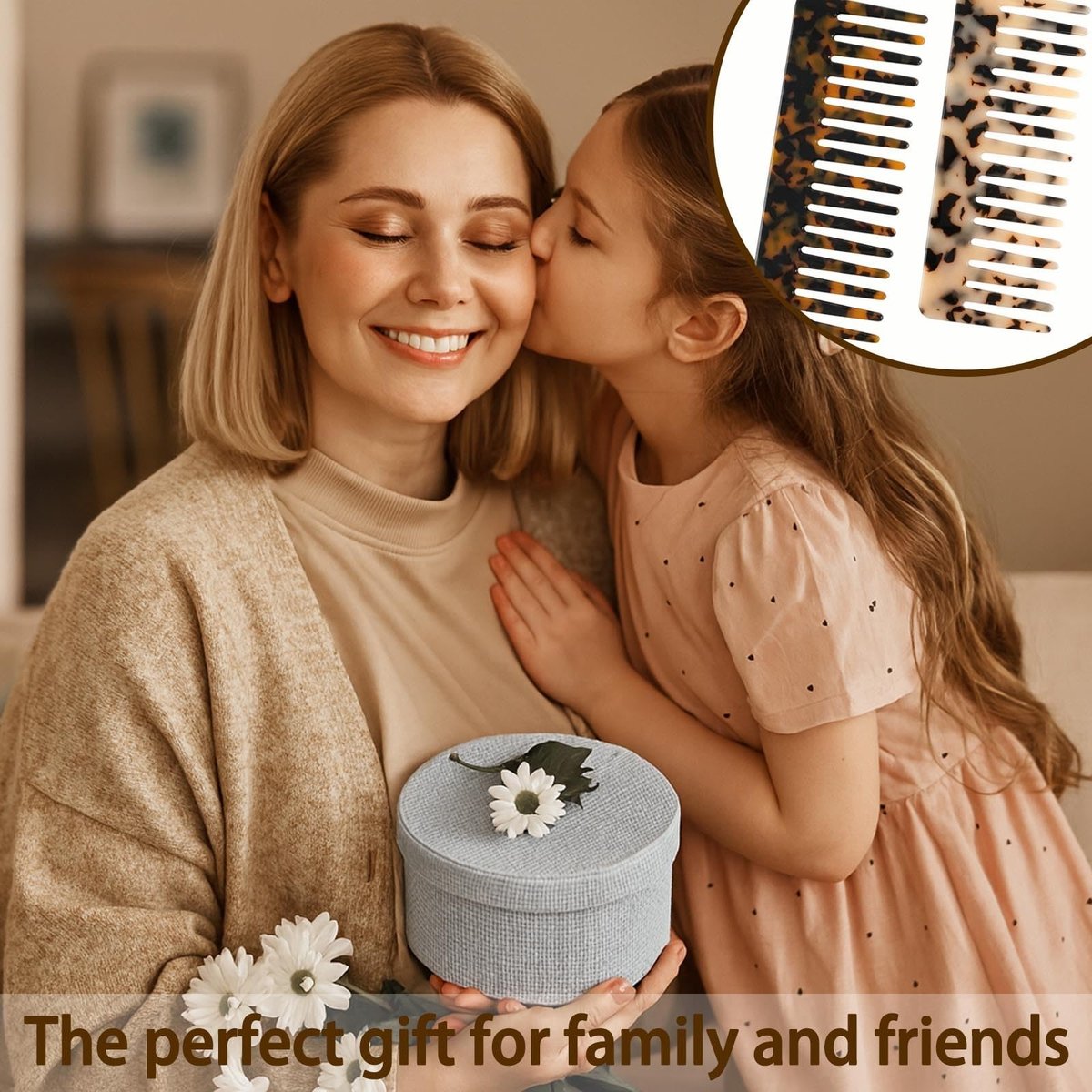 Large Hair Wide Tooth Combs, 2 Pack Cellulose Acetate Detangling Combs for Women Thick Curly Wavy Wet Dry Hair (Tortoise Shell, Ivory) - görsel 10
