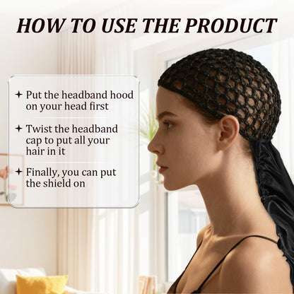 2-in-1 Reversible Wrap Cap Bonnet with Net Band – Adjustable Double Layered Hair Wrap for Sleeping, Silk Press, Braids, and Curly Hair Avelisse