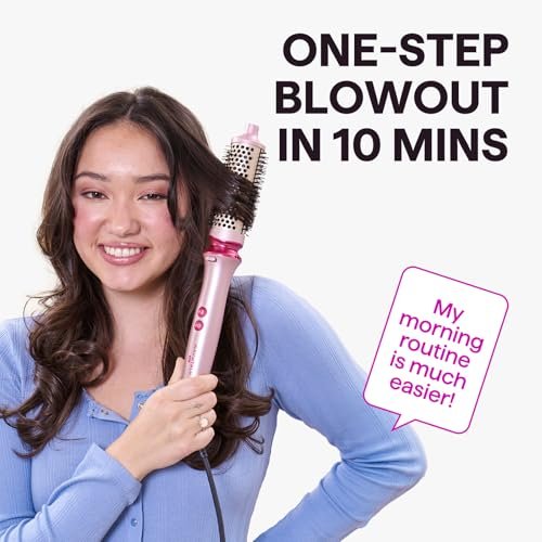Wavytalk Heatwave Pro Ionic Thermal Brush Set, 3-Size Heated Round Brush for Short to Long Hair, Bilateral Negative Ions for Frizz-Free Shiny Blowout, Pink Avelisse