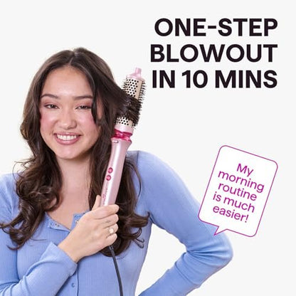Wavytalk Heatwave Pro Ionic Thermal Brush Set, 3-Size Heated Round Brush for Short to Long Hair, Bilateral Negative Ions for Frizz-Free Shiny Blowout, Pink Avelisse