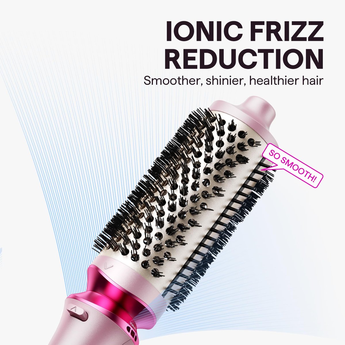 Wavytalk Heatwave Pro Ionic Thermal Brush Set, 3-Size Heated Round Brush for Short to Long Hair, Bilateral Negative Ions for Frizz-Free Shiny Blowout, Pink Avelisse