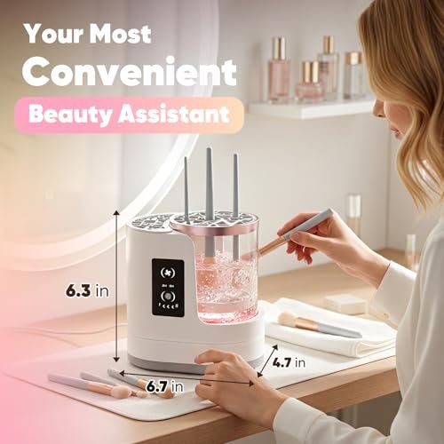 3-in-1 Electric Makeup Brush Cleaner & Dryer - Automatic Brush Washer with Holder, USB-C Touch Control, Portable Cosmetic Brush Cleaner for Most Sizes Avelisse