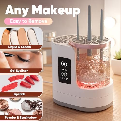 3-in-1 Electric Makeup Brush Cleaner & Dryer - Automatic Brush Washer with Holder, USB-C Touch Control, Portable Cosmetic Brush Cleaner for Most Sizes Avelisse