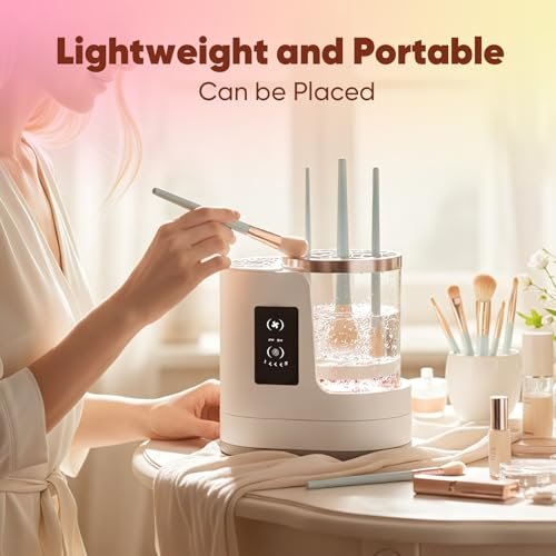 3-in-1 Electric Makeup Brush Cleaner & Dryer - Automatic Brush Washer with Holder, USB-C Touch Control, Portable Cosmetic Brush Cleaner for Most Sizes Avelisse