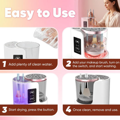 3-in-1 Electric Makeup Brush Cleaner & Dryer - Automatic Brush Washer with Holder, USB-C Touch Control, Portable Cosmetic Brush Cleaner for Most Sizes Avelisse