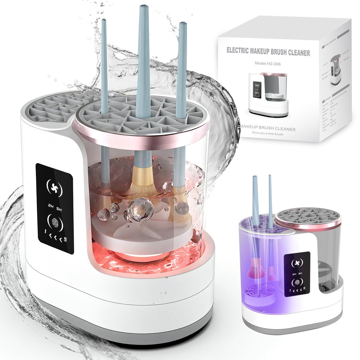 3-in-1 Electric Makeup Brush Cleaner & Dryer - Automatic Brush Washer with Holder, USB-C Touch Control, Portable Cosmetic Brush Cleaner for Most Sizes Avelisse