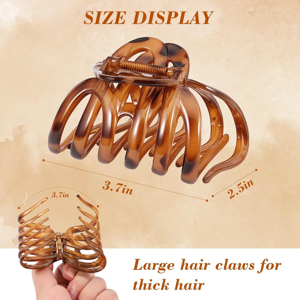 4 PCS 3.8" Octopus Hair Claw Clips, Large Tortoise Shell Claw Clips for Women Girls, Strong Grip for Thick Hair, Hair Accessories for Girls Gifts - görsel 5