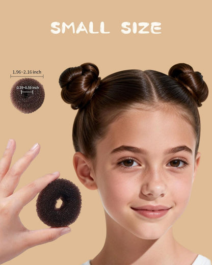 Hair Bun Maker Kit for Kids, Girls & Women - 4 Donut Sock Buns, Wax Stick, Elastic Bands, Hair Pins, Brushes - Control Frizz & Smooth Flyaways for Perfect Buns & Updos