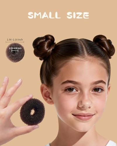 Hair Bun Maker Kit for Kids, Girls & Women - 4 Donut Sock Buns, Wax Stick, Elastic Bands, Hair Pins, Brushes - Control Frizz & Smooth Flyaways for Perfect Buns & Updos