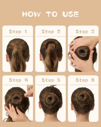 Hair Bun Maker Kit for Kids, Girls & Women - 4 Donut Sock Buns, Wax Stick, Elastic Bands, Hair Pins, Brushes - Control Frizz & Smooth Flyaways for Perfect Buns & Updos - görsel 14