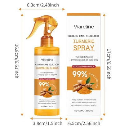 Peel Shot Keratin Care Kojic Acid Turmeric Spray – Exfoliating Body Spray with Retinol & Niacinamide for Face & Body, All Skin Types (100ml) Avelisse