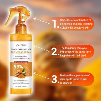 Peel Shot Keratin Care Kojic Acid Turmeric Spray – Exfoliating Body Spray with Retinol & Niacinamide for Face & Body, All Skin Types (100ml) Avelisse
