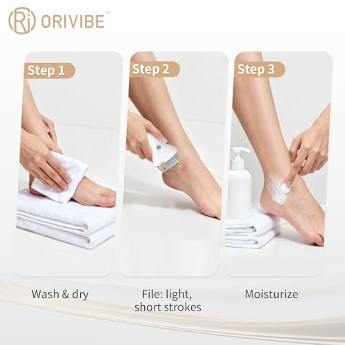 Orivibe Electric Callus Remover for Feet – 2 Speeds, Fine & Coarse Rollers, USB-C Rechargeable, 60-Min Runtime, Smooth Heels at Home - görsel 6