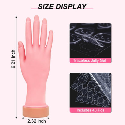 HungGato Silicone Practice Hand for Nail Training - Flexible Reusable Mannequin Hand with 48 Adhesive Tabs for Acrylic Nails, Gel Polish, Manicure & Nail Art Avelisse
