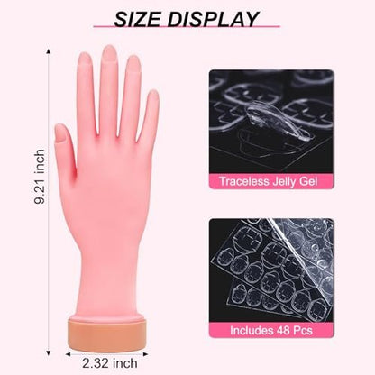 HungGato Silicone Practice Hand for Nail Training - Flexible Reusable Mannequin Hand with 48 Adhesive Tabs for Acrylic Nails, Gel Polish, Manicure & Nail Art Avelisse