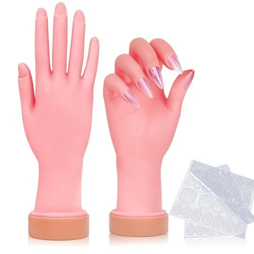 HungGato Silicone Practice Hand for Nail Training - Flexible Reusable Mannequin Hand with 48 Adhesive Tabs for Acrylic Nails, Gel Polish, Manicure & Nail Art Avelisse