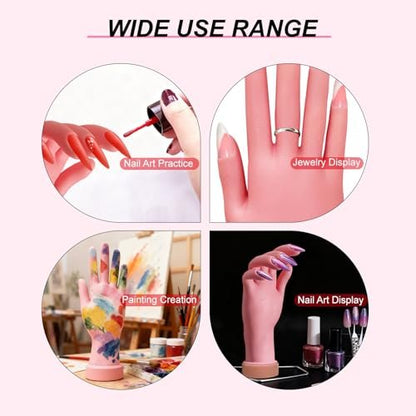 HungGato Silicone Practice Hand for Nail Training - Flexible Reusable Mannequin Hand with 48 Adhesive Tabs for Acrylic Nails, Gel Polish, Manicure & Nail Art Avelisse