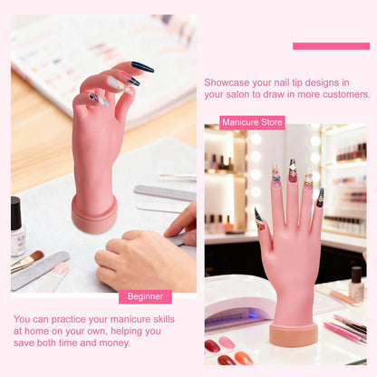 HungGato Silicone Practice Hand for Nail Training - Flexible Reusable Mannequin Hand with 48 Adhesive Tabs for Acrylic Nails, Gel Polish, Manicure & Nail Art Avelisse