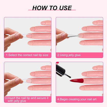 HungGato Silicone Practice Hand for Nail Training - Flexible Reusable Mannequin Hand with 48 Adhesive Tabs for Acrylic Nails, Gel Polish, Manicure & Nail Art Avelisse