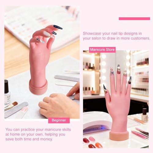 HungGato Silicone Practice Hand for Nail Training - Flexible Reusable Mannequin Hand with 48 Adhesive Tabs for Acrylic Nails, Gel Polish, Manicure & Nail Art Avelisse