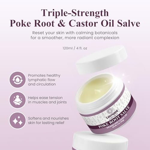 Lemant Organic Poke Root and Castor Oil Salve - 4 oz Herbal Salve with Calendula, Plantain, Red Clover, Boswellia, Shea Butter & Lavender Avelisse