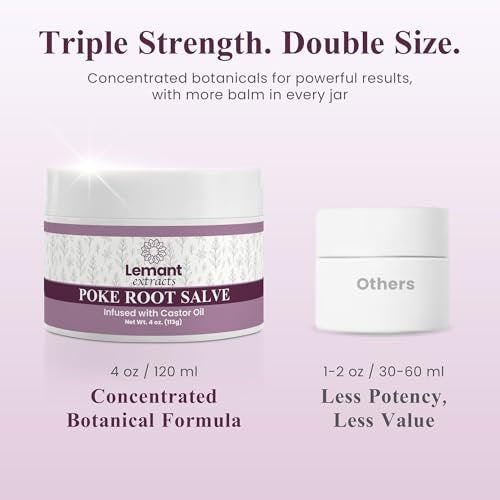 Lemant Organic Poke Root and Castor Oil Salve - 4 oz Herbal Salve with Calendula, Plantain, Red Clover, Boswellia, Shea Butter & Lavender Avelisse