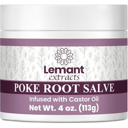 Lemant Organic Poke Root and Castor Oil Salve - 4 oz Herbal Salve with Calendula, Plantain, Red Clover, Boswellia, Shea Butter & Lavender Avelisse