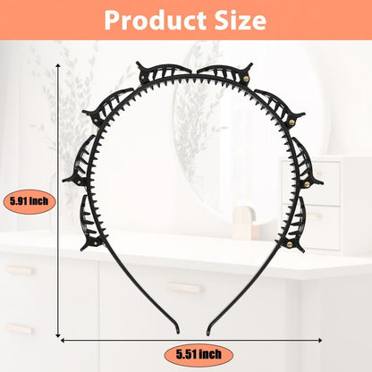 IJPDDRXYN 2-Pack Braided Bangs Headband with Teeth – Professional Weaving Clip & Fringe Styling Tool for Women and Girls, for Fine or Thick Hair (Black + Brown)