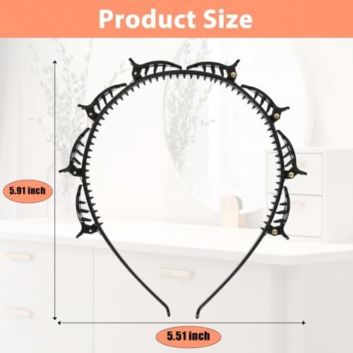 IJPDDRXYN 2-Pack Braided Bangs Headband with Teeth – Professional Weaving Clip & Fringe Styling Tool for Women and Girls, for Fine or Thick Hair (Black + Brown) - görsel 4