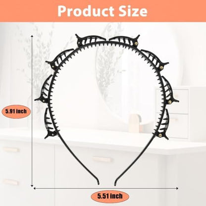 IJPDDRXYN 2-Pack Braided Bangs Headband with Teeth – Professional Weaving Clip & Fringe Styling Tool for Women and Girls, for Fine or Thick Hair (Black + Brown)