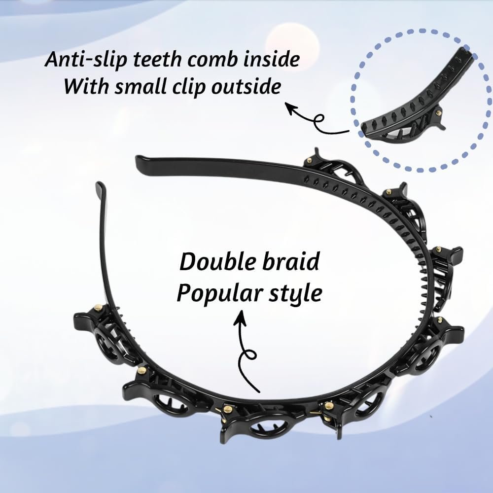 IJPDDRXYN 2-Pack Braided Bangs Headband with Teeth – Professional Weaving Clip & Fringe Styling Tool for Women and Girls, for Fine or Thick Hair (Black + Brown) - görsel 5