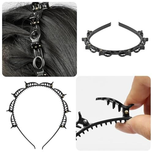 IJPDDRXYN 2-Pack Braided Bangs Headband with Teeth – Professional Weaving Clip & Fringe Styling Tool for Women and Girls, for Fine or Thick Hair (Black + Brown) - görsel 8