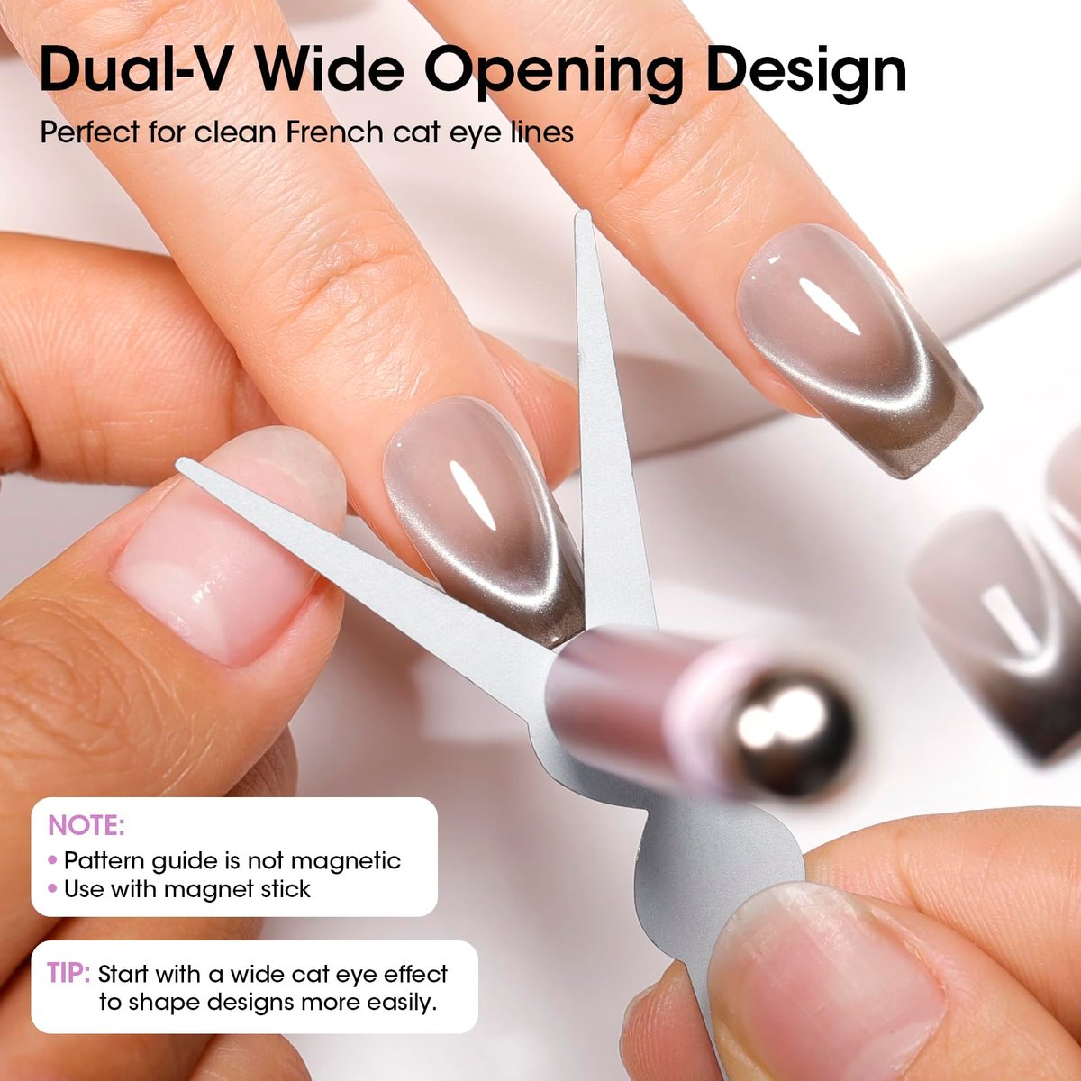 Gellen Cat Eye Magnet for Nails - 9-Piece Strong Magnetic Set with Double-Ended Pen, Ball Magnets, French Tip Guide, and Design Plates for Gel Nail Art - görsel 10