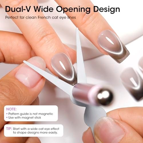 Gellen Cat Eye Magnet for Nails - 9-Piece Strong Magnetic Set with Double-Ended Pen, Ball Magnets, French Tip Guide, and Design Plates for Gel Nail Art - görsel 9