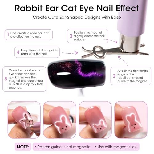 Gellen Cat Eye Magnet for Nails - 9-Piece Strong Magnetic Set with Double-Ended Pen, Ball Magnets, French Tip Guide, and Design Plates for Gel Nail Art - görsel 13